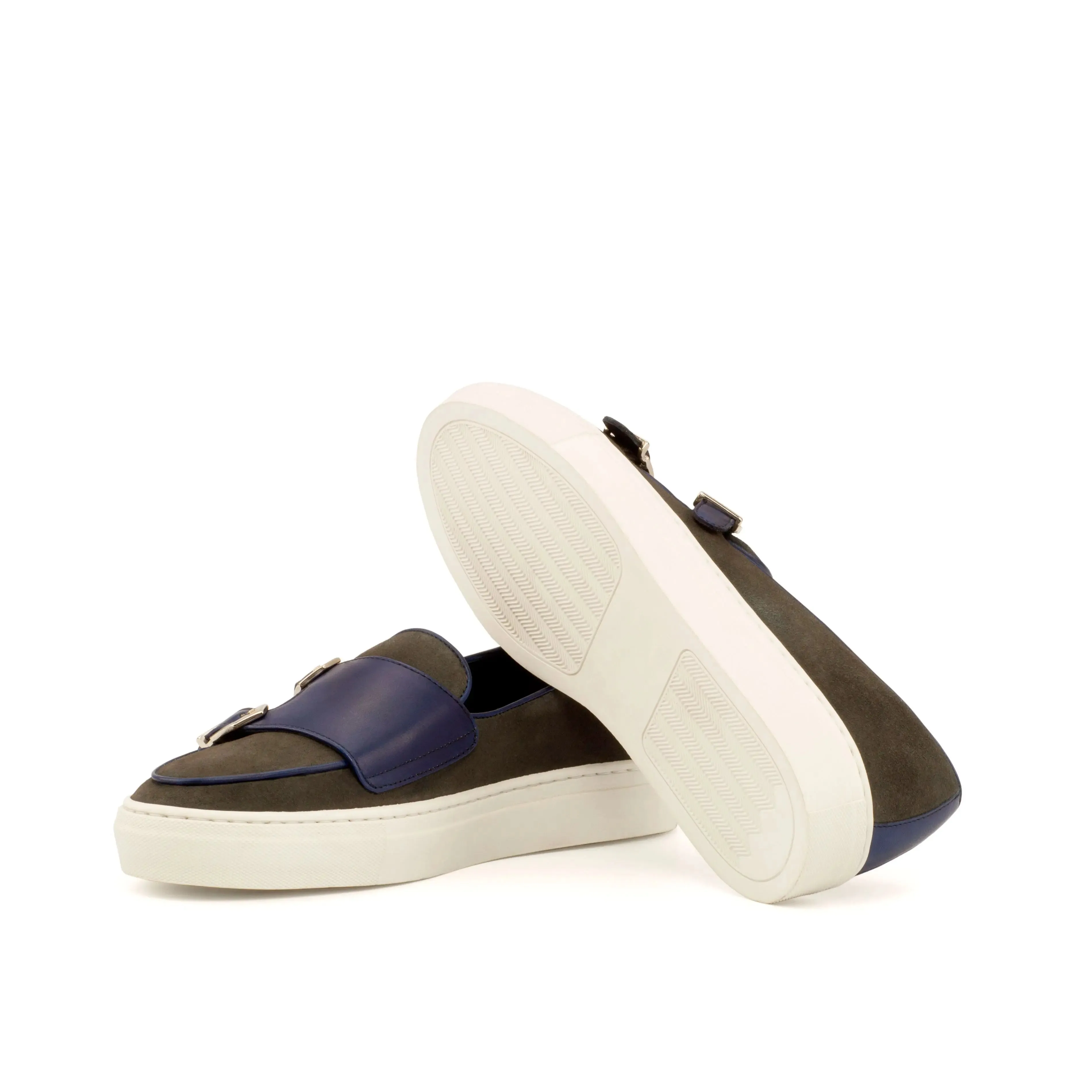 DapperFam Riviera in Grey Men's Lux Suede Monk Sneaker