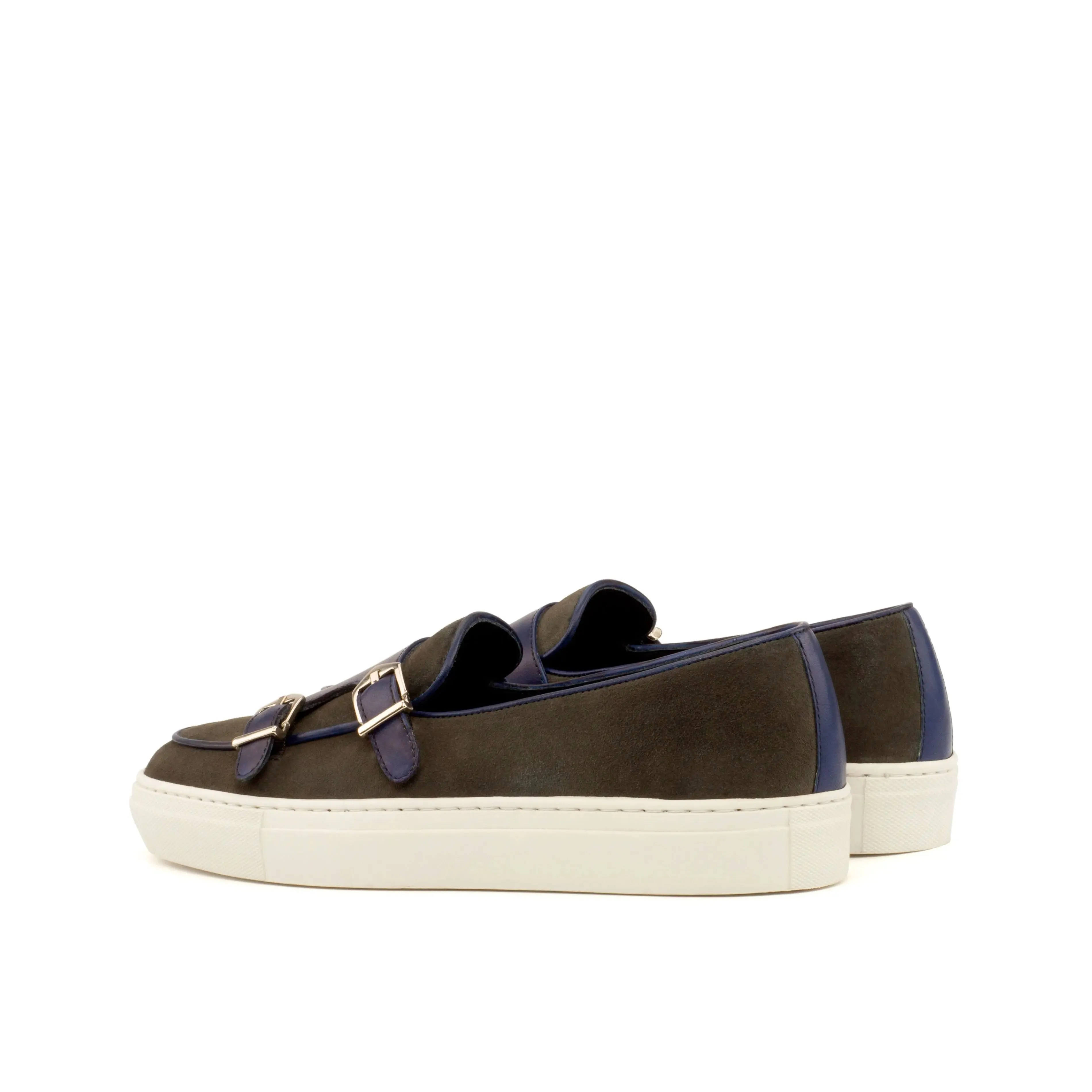 DapperFam Riviera in Grey Men's Lux Suede Monk Sneaker