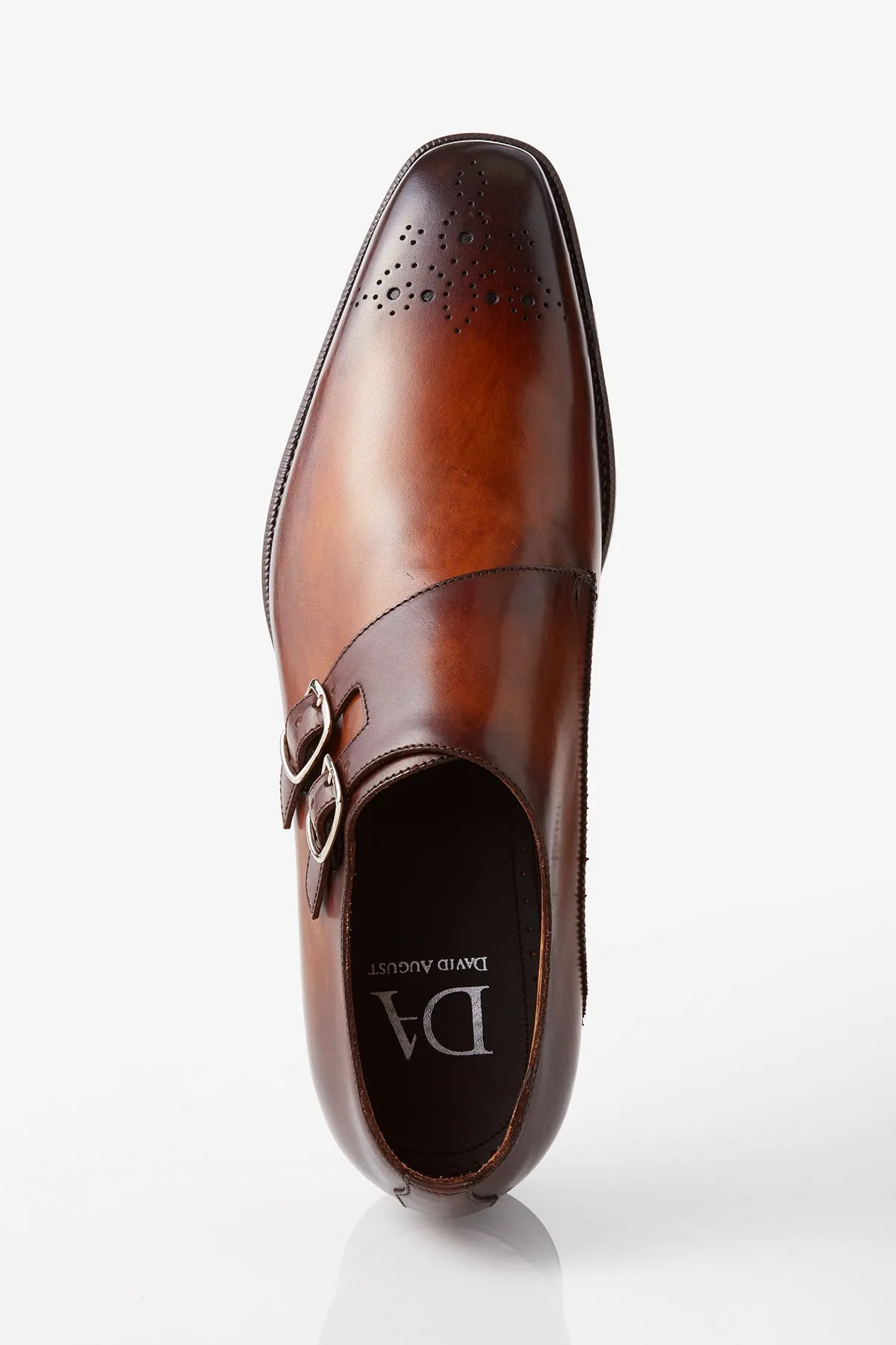 David August Leather Double Monk-strap Shoes in Whiskey Brown