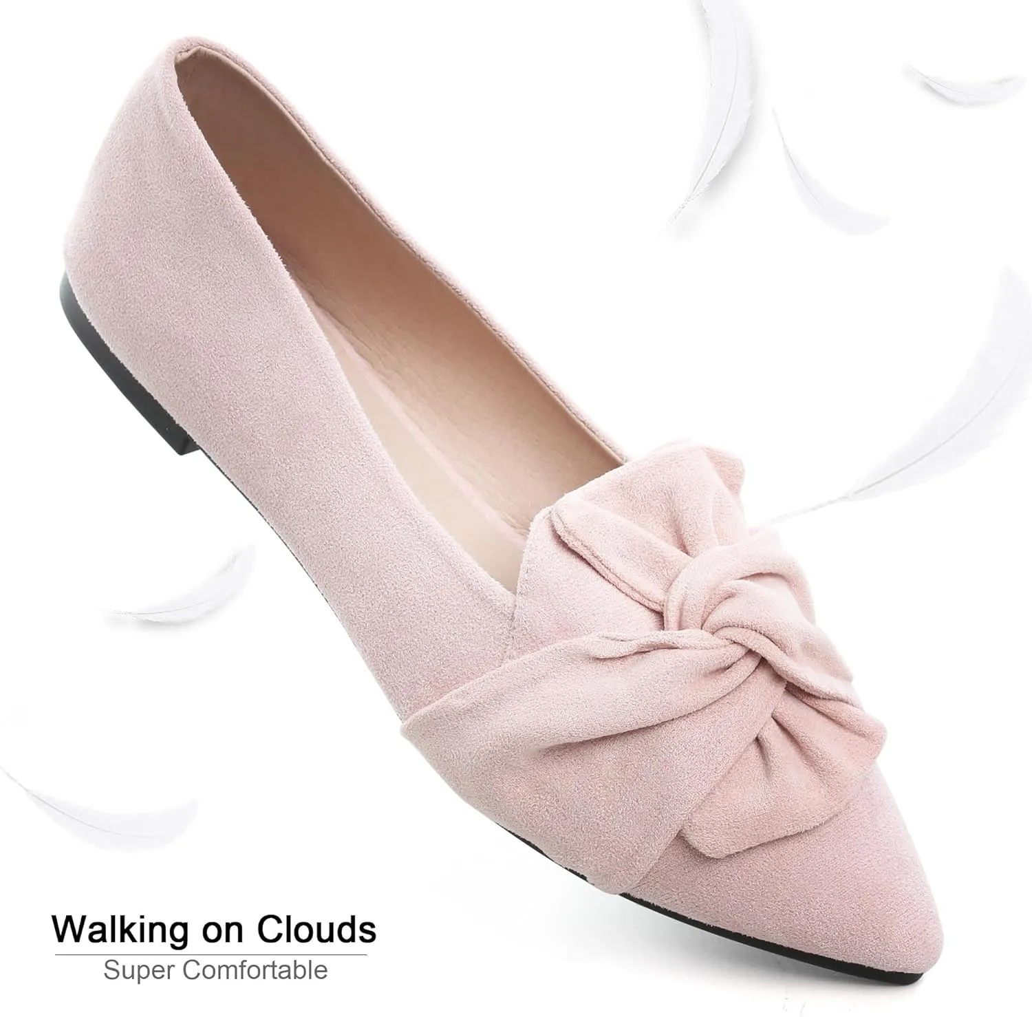 Dear Time Women's Comfortable Soft Cushion Slip-On Loafer Flats, Pointed Toe, Bow Knot, All Occasion, US 4.5-10.5