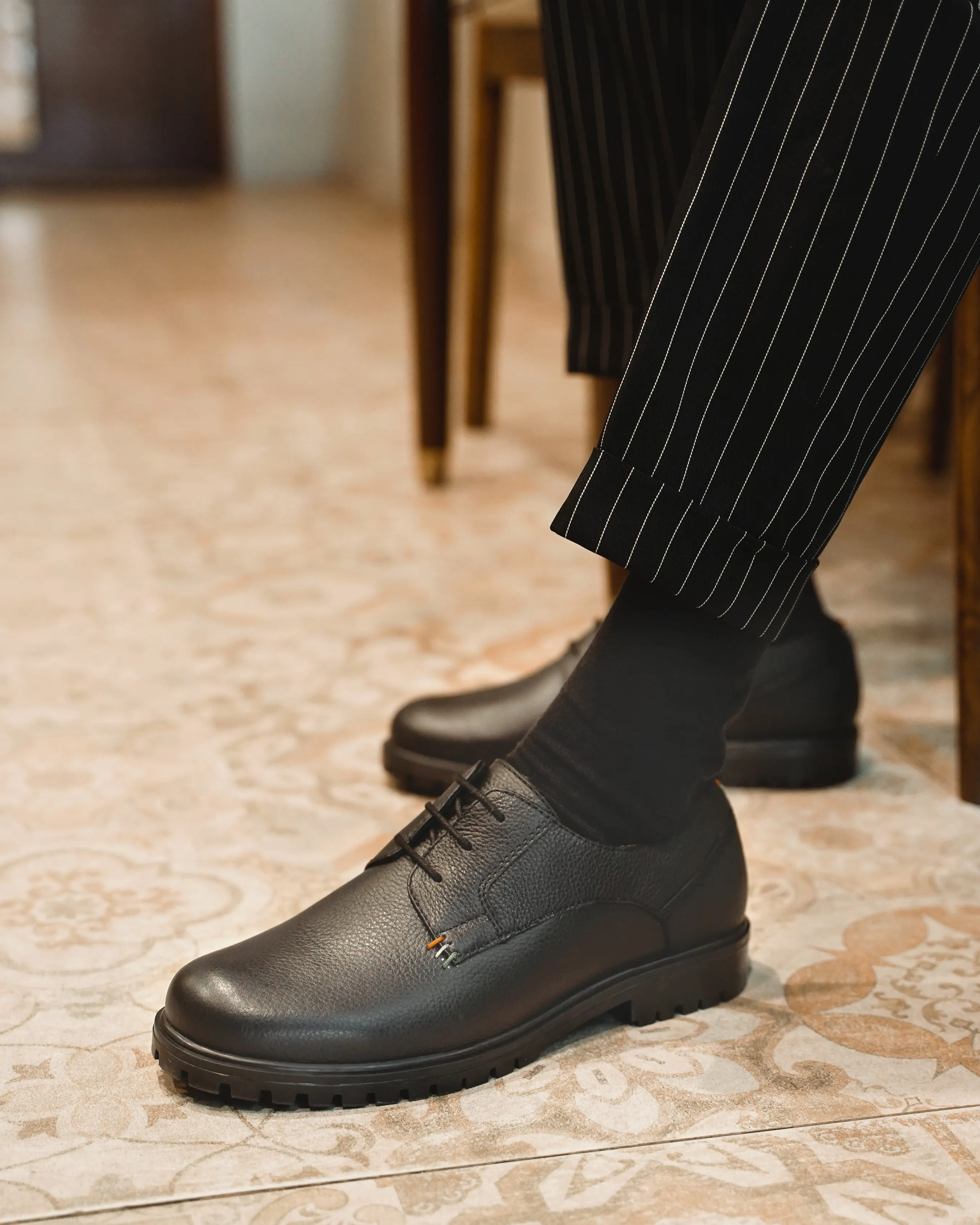Demian - Men's Black Pebble Grain Derby Shoe