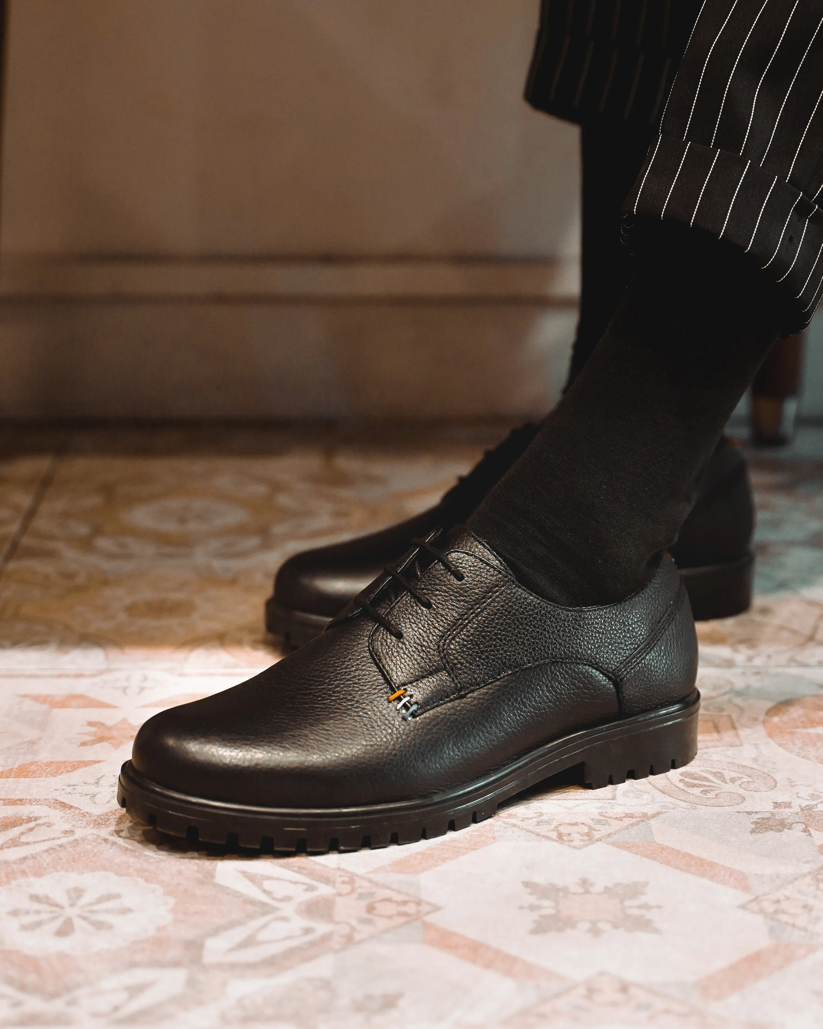 Demian - Men's Black Pebble Grain Derby Shoe