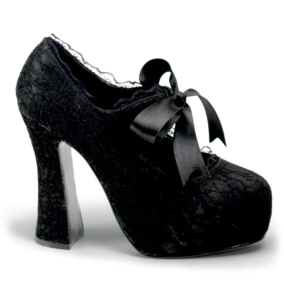 DEMON-11 DemoniaCult Black Satin Sexy Women's Heels & Platform Shoes (Alternative Footwear)