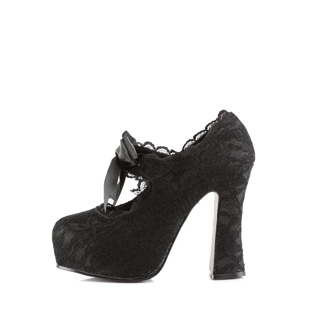 DEMON-11 DemoniaCult Black Satin Sexy Women's Heels & Platform Shoes (Alternative Footwear)
