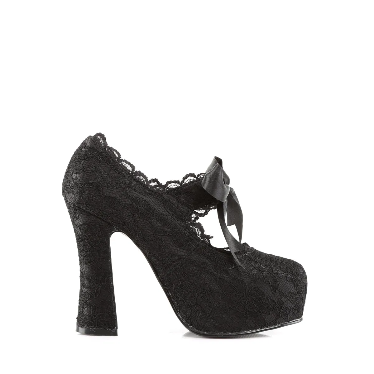 DEMON-11 DemoniaCult Black Satin Sexy Women's Heels & Platform Shoes (Alternative Footwear)