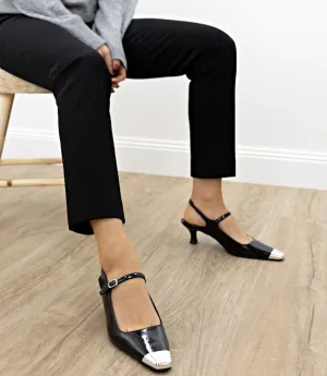 DEVINA60 Mary Jane Slingback Pump in Black Patent