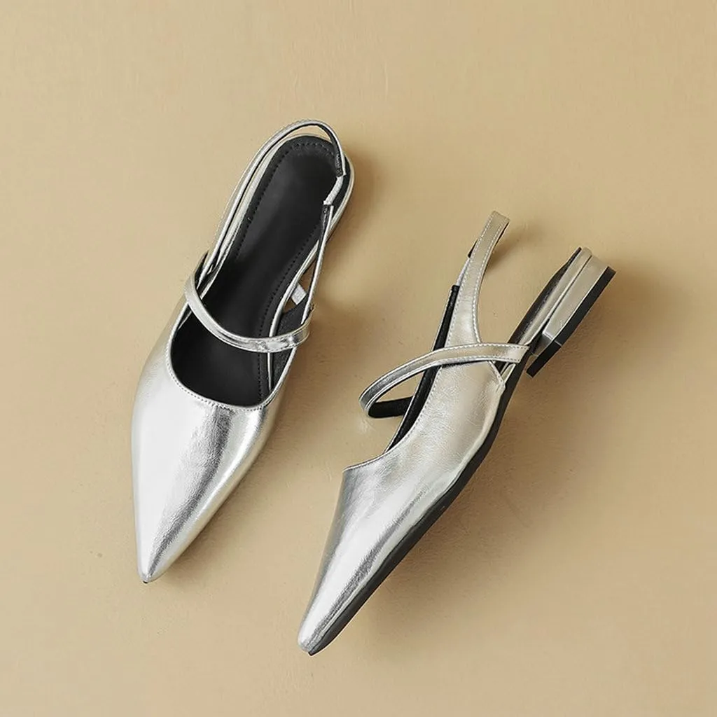 DINTAHA Womens Pointed Toe Slingback Flats Mary Jane Ballet Flats for Wedding Office Dress Ballerina Shoes