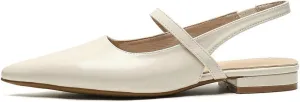 DINTAHA Womens Pointed Toe Slingback Flats Mary Jane Ballet Flats for Wedding Office Dress Ballerina Shoes