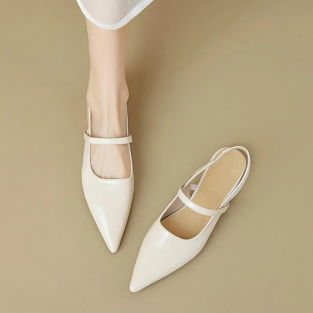 DINTAHA Womens Pointed Toe Slingback Flats Mary Jane Ballet Flats for Wedding Office Dress Ballerina Shoes
