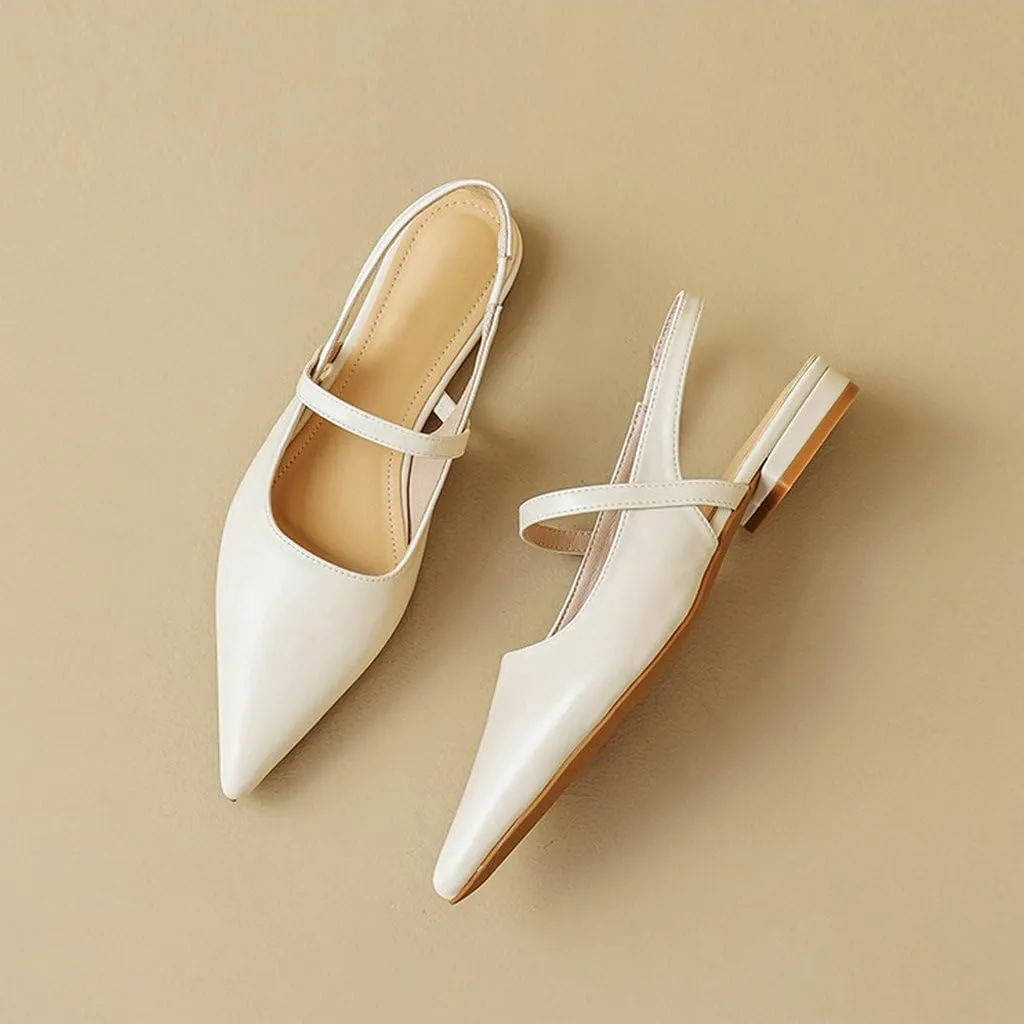 DINTAHA Womens Pointed Toe Slingback Flats Mary Jane Ballet Flats for Wedding Office Dress Ballerina Shoes