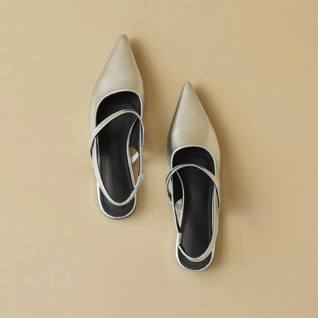 DINTAHA Womens Pointed Toe Slingback Flats Mary Jane Ballet Flats for Wedding Office Dress Ballerina Shoes