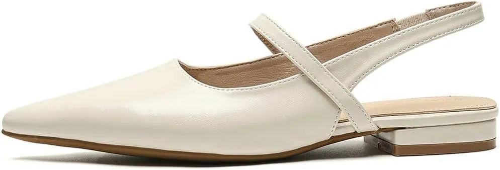DINTAHA Womens Pointed Toe Slingback Flats Mary Jane Ballet Flats for Wedding Office Dress Ballerina Shoes