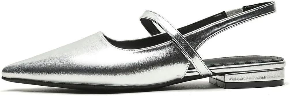 DINTAHA Womens Pointed Toe Slingback Flats Mary Jane Ballet Flats for Wedding Office Dress Ballerina Shoes