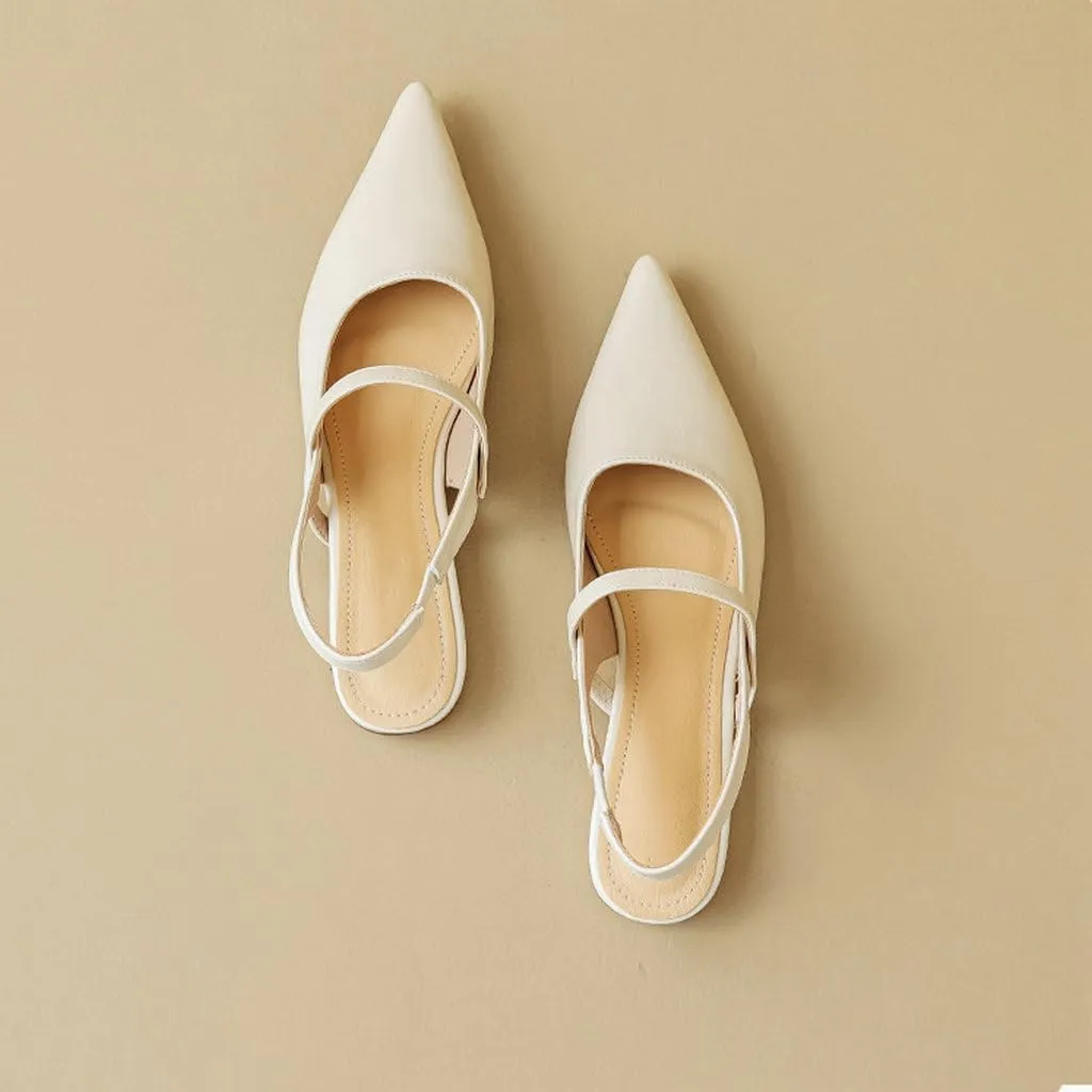 DINTAHA Womens Pointed Toe Slingback Flats Mary Jane Ballet Flats for Wedding Office Dress Ballerina Shoes