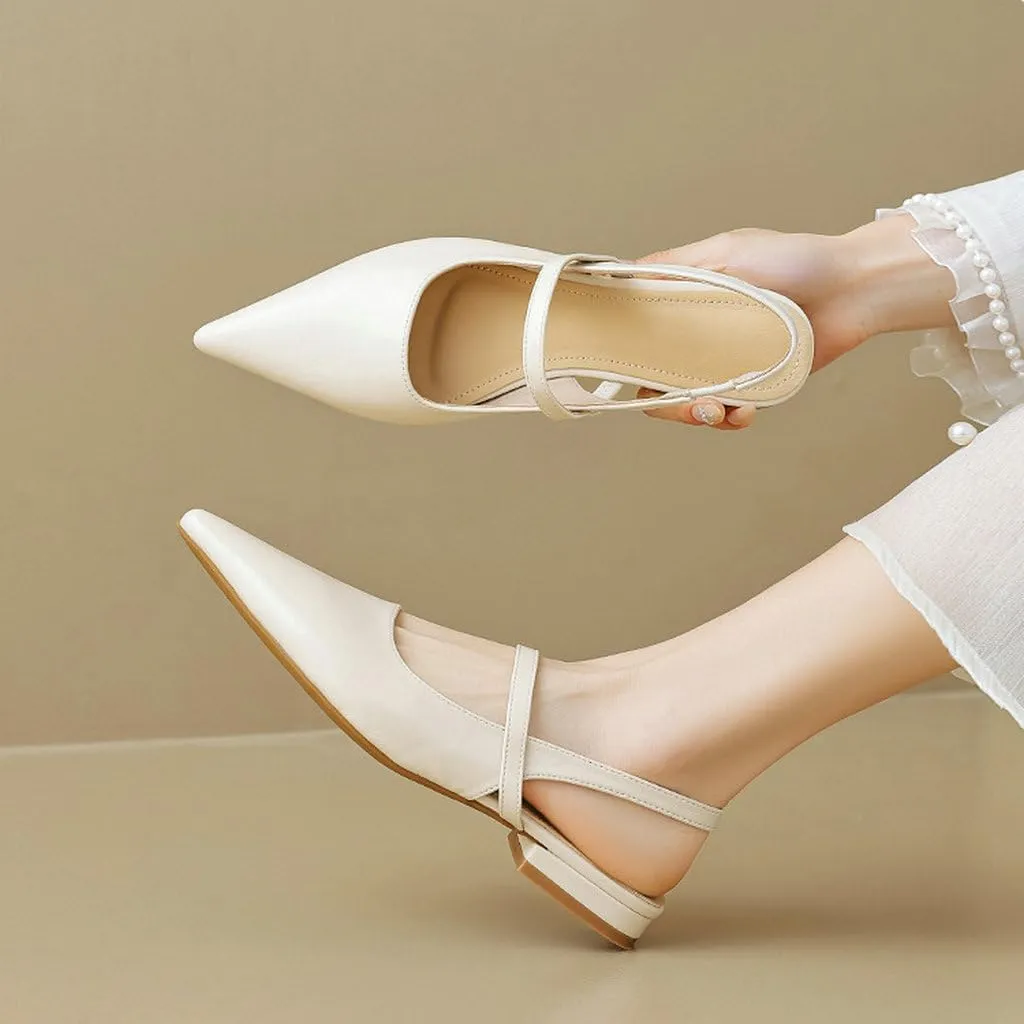 DINTAHA Womens Pointed Toe Slingback Flats Mary Jane Ballet Flats for Wedding Office Dress Ballerina Shoes