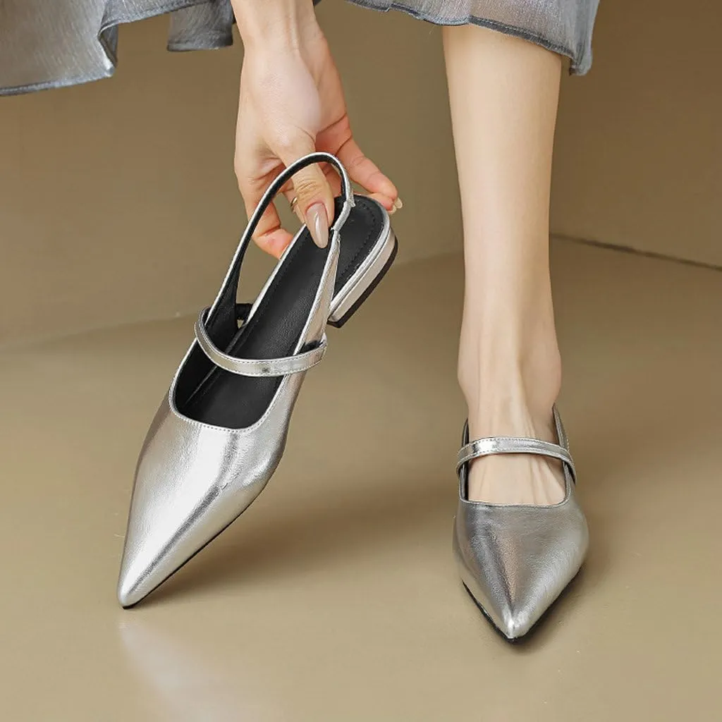 DINTAHA Womens Pointed Toe Slingback Flats Mary Jane Ballet Flats for Wedding Office Dress Ballerina Shoes