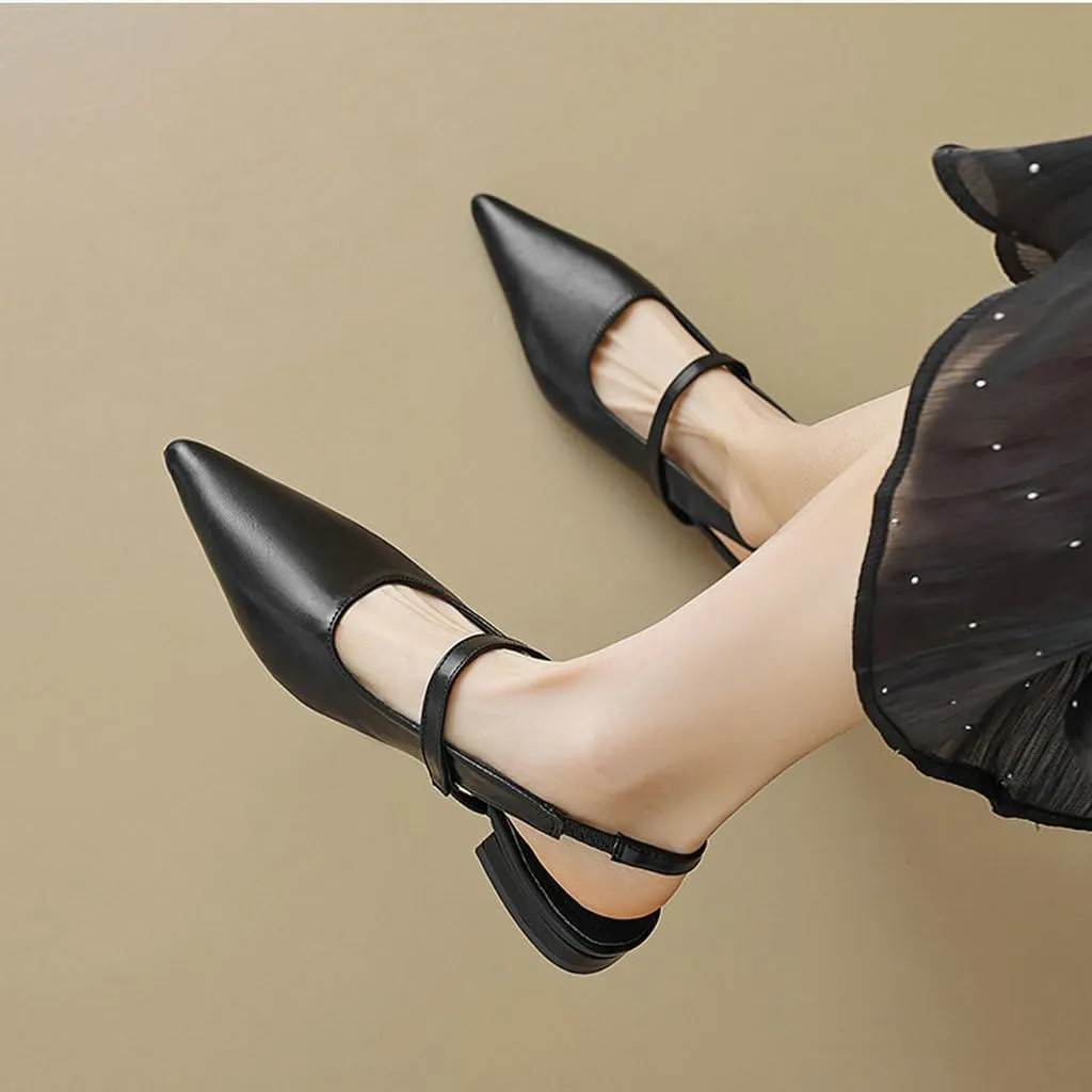 DINTAHA Womens Pointed Toe Slingback Flats Mary Jane Ballet Flats for Wedding Office Dress Ballerina Shoes