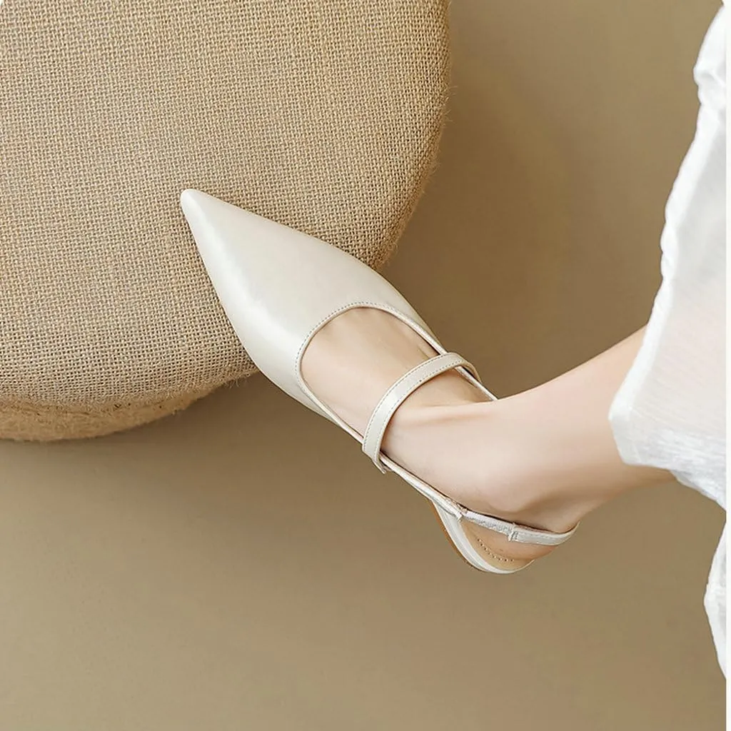 DINTAHA Womens Pointed Toe Slingback Flats Mary Jane Ballet Flats for Wedding Office Dress Ballerina Shoes