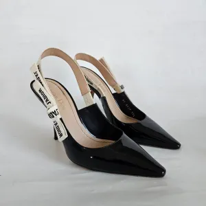 Dior J'adior black leather patent pointed toe pumps