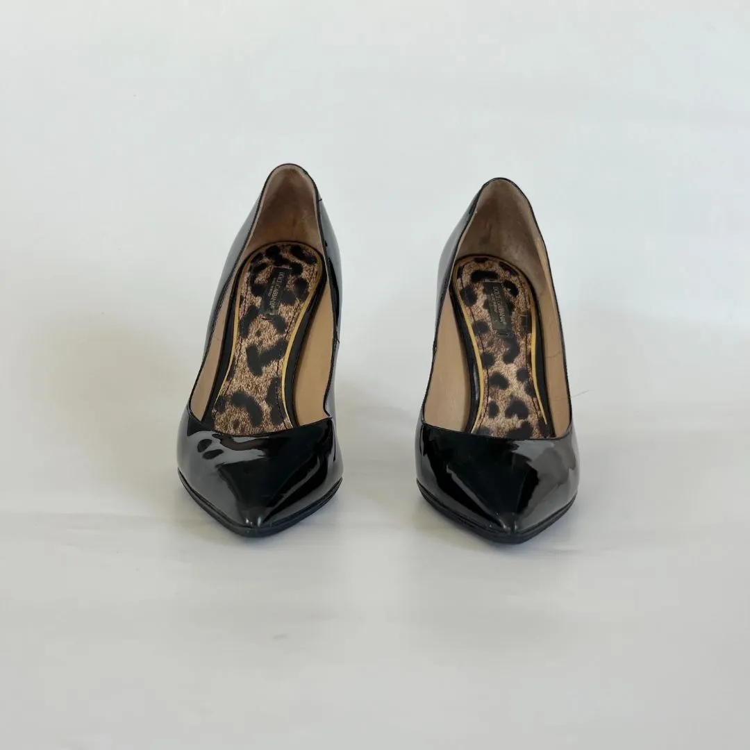 Dolce & Gabbana black patent leather pointed toe pumps, 39
