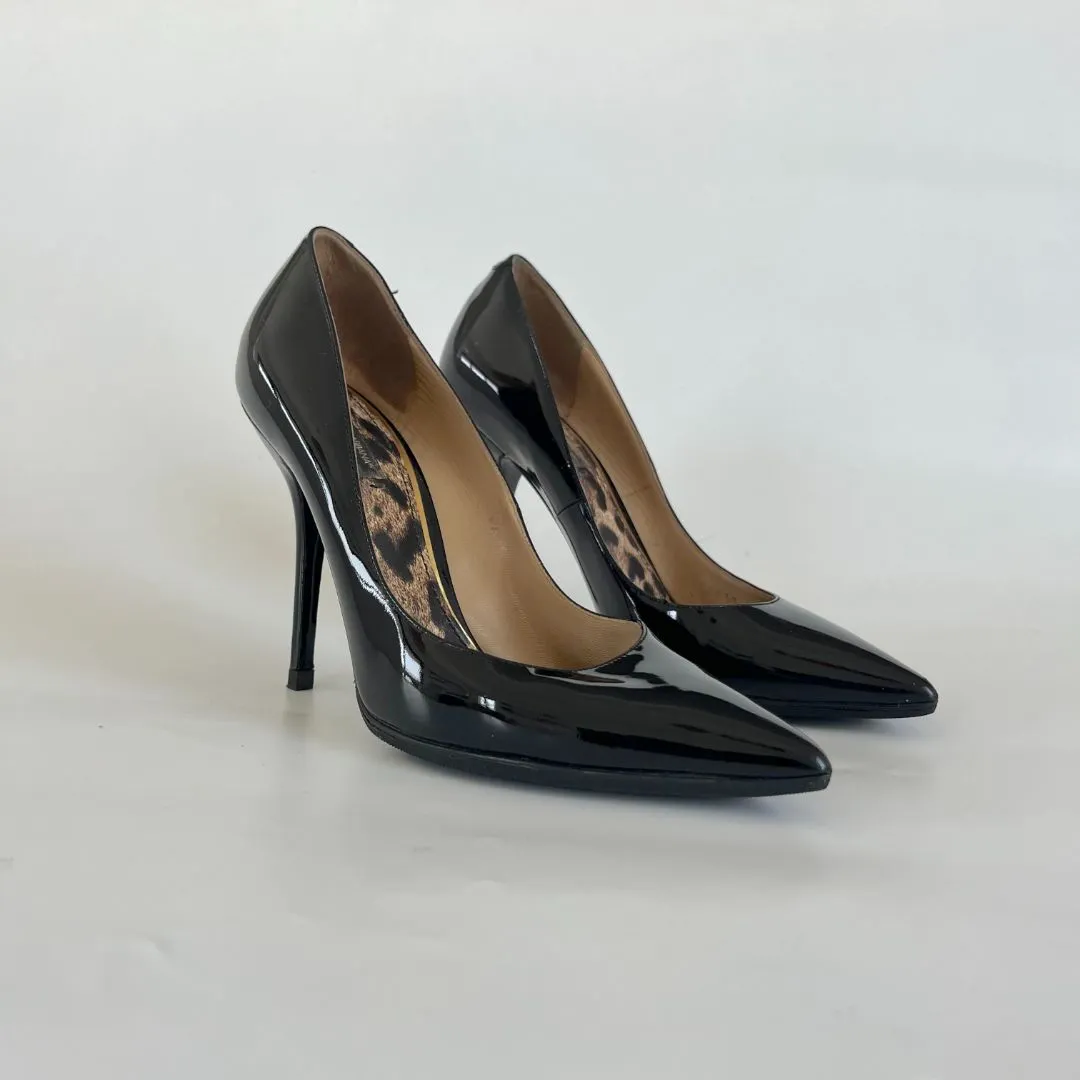 Dolce & Gabbana black patent leather pointed toe pumps, 39