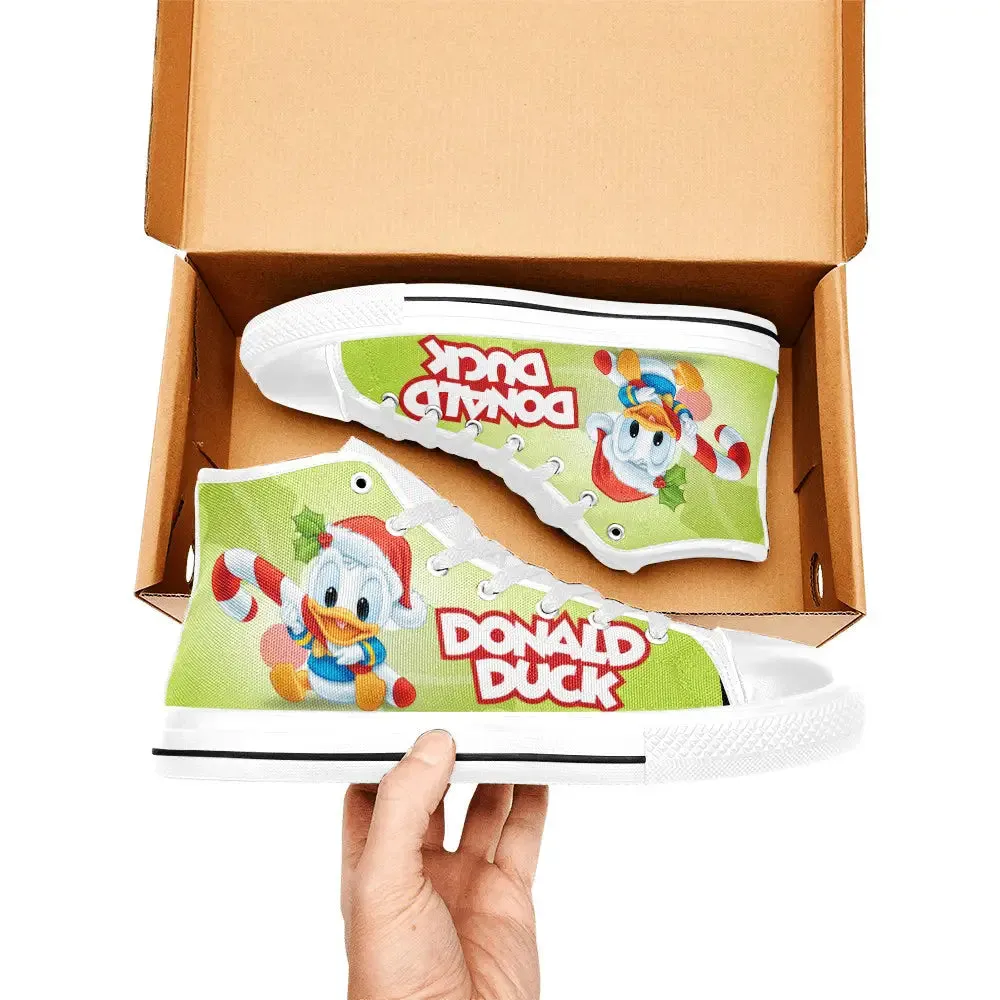 Donald Duck Christmas Shoes High Top Sneakers for Kids and Adults