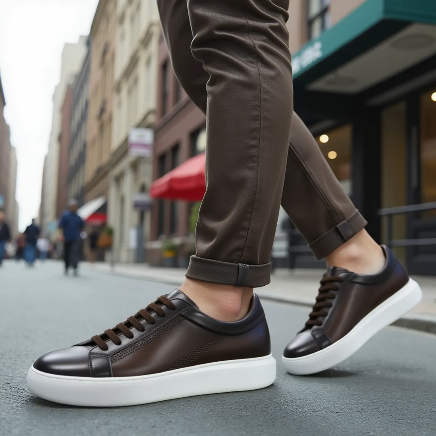 Donatello Deron Men's Shoes Brown Calf-Skin Leather Casual Sneakers (DON1000)