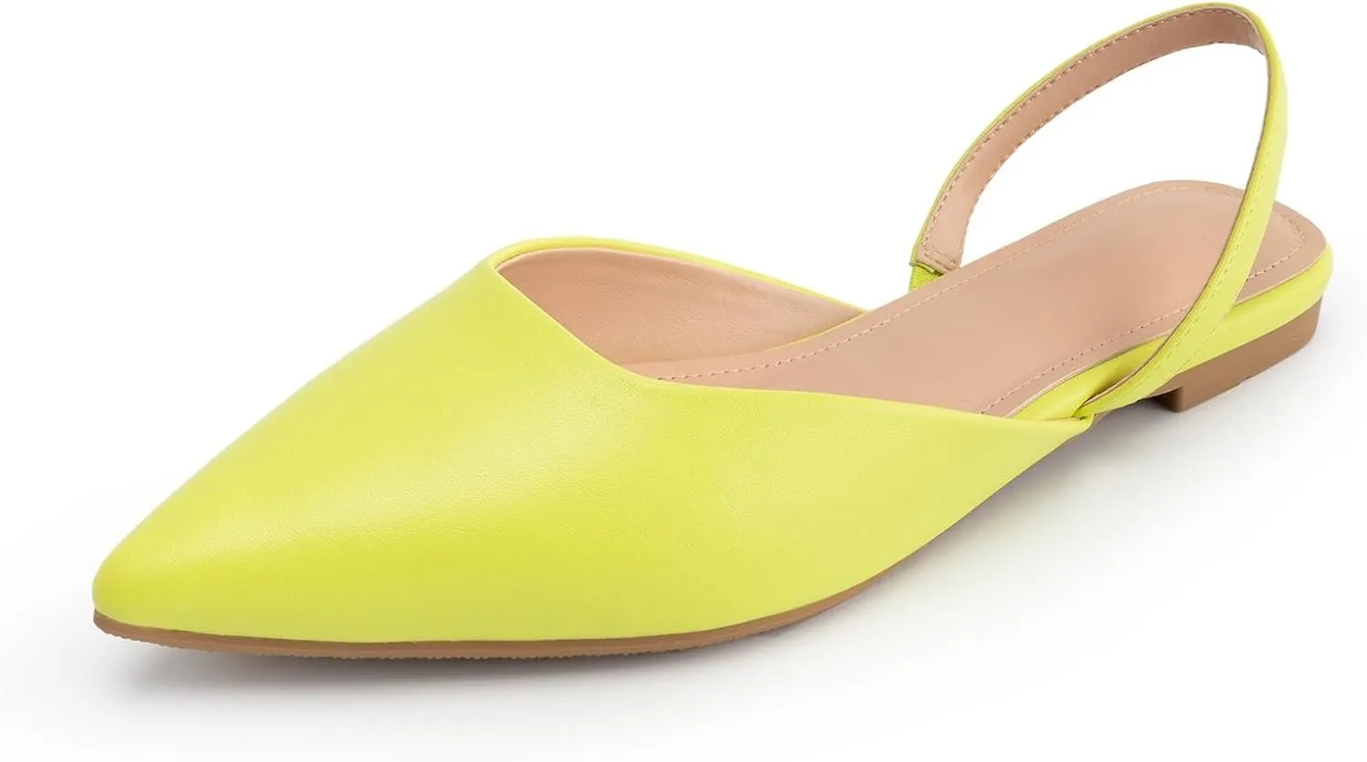 DREAMCIA Slingback Flats for Women, Pointed-Toe Ballet Flats with Buckle Strap for Elegant WomenClassic Low Heel Dress Shoes for Casual Work Office Party