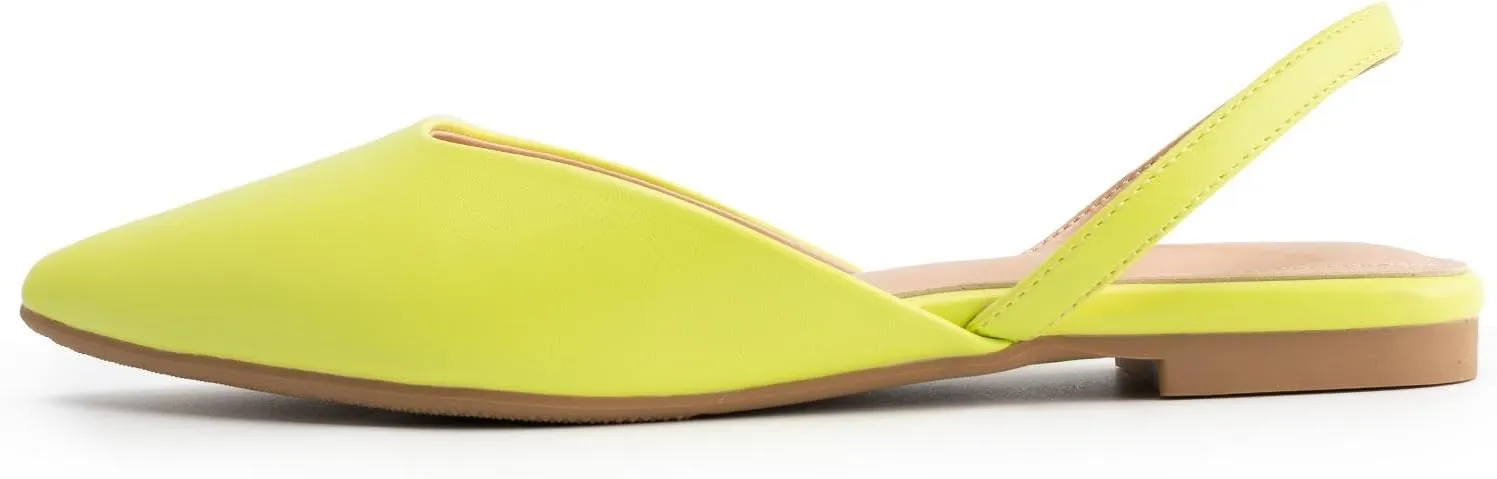 DREAMCIA Slingback Flats for Women, Pointed-Toe Ballet Flats with Buckle Strap for Elegant WomenClassic Low Heel Dress Shoes for Casual Work Office Party