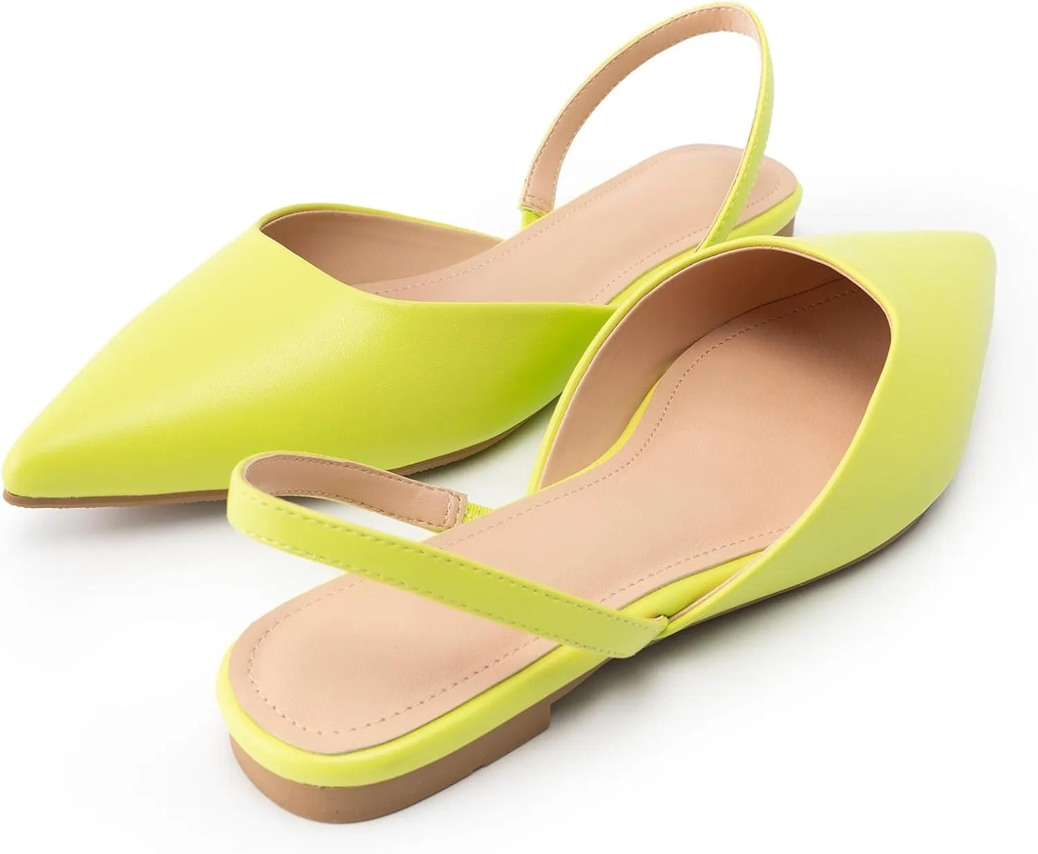 DREAMCIA Slingback Flats for Women, Pointed-Toe Ballet Flats with Buckle Strap for Elegant WomenClassic Low Heel Dress Shoes for Casual Work Office Party