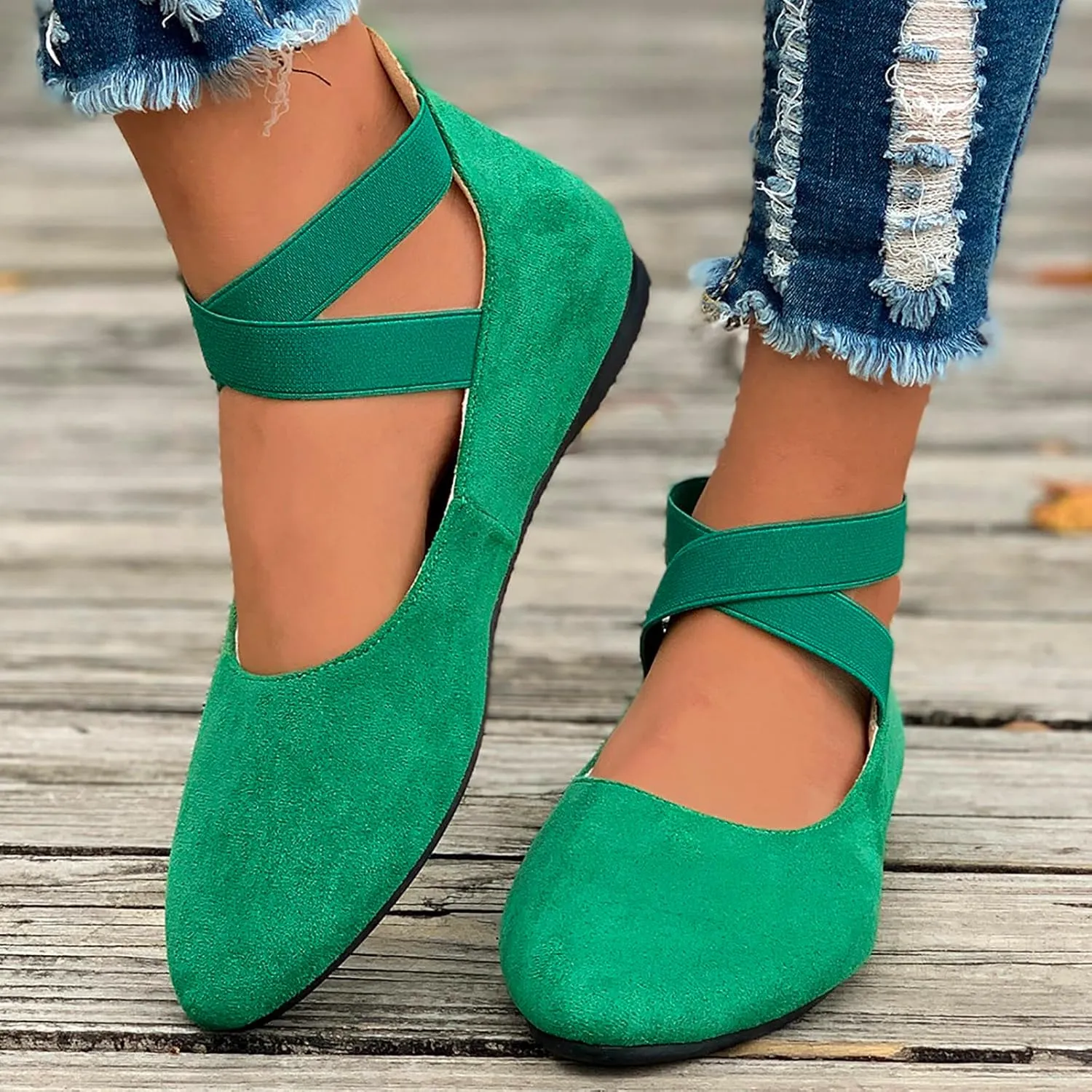 Dressy Flats Shoes for Women Women's Comfortable Ballet Flat Shoes with Ankle and Elastic Womens Pointed Toe Flats Knit