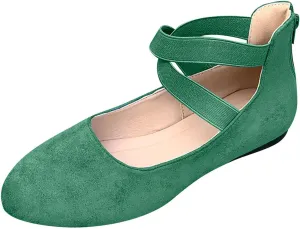Dressy Flats Shoes for Women Women's Comfortable Ballet Flat Shoes with Ankle and Elastic Womens Pointed Toe Flats Knit