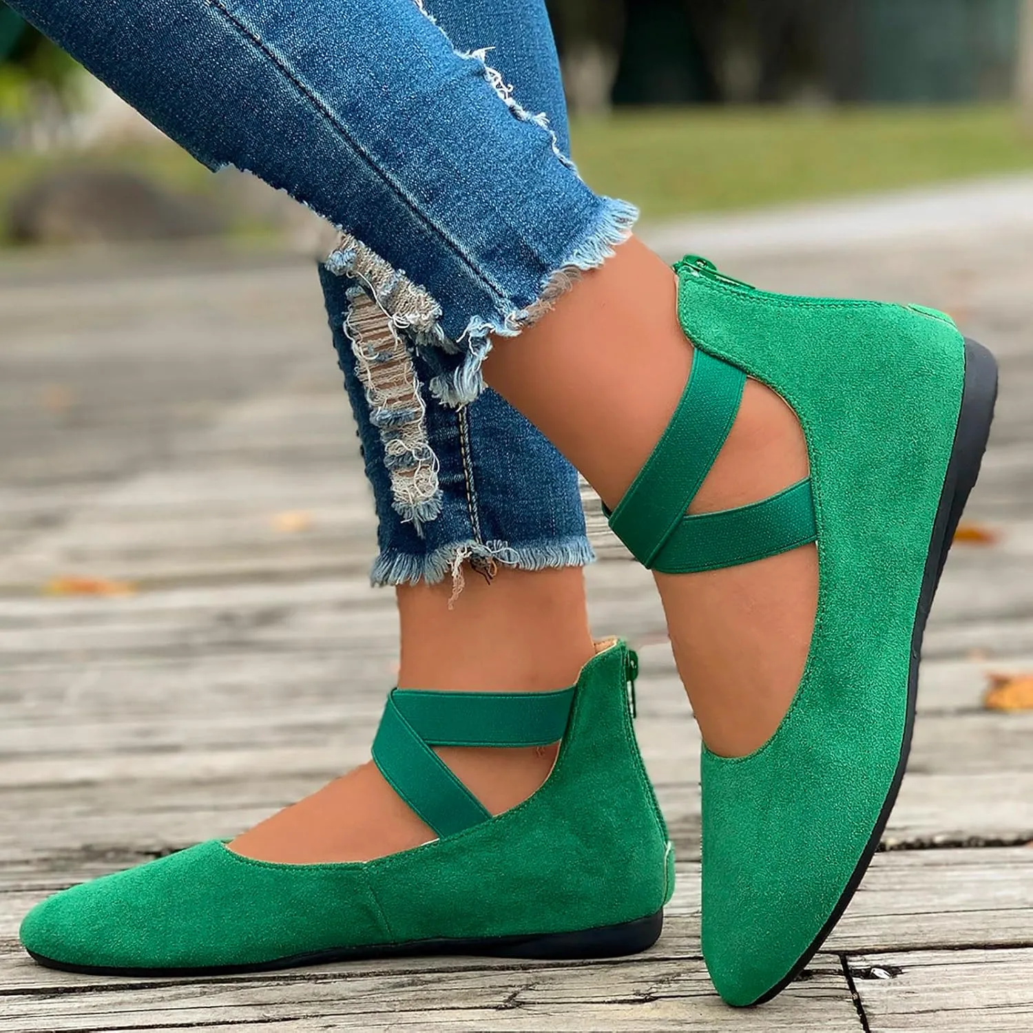 Dressy Flats Shoes for Women Women's Comfortable Ballet Flat Shoes with Ankle and Elastic Womens Pointed Toe Flats Knit