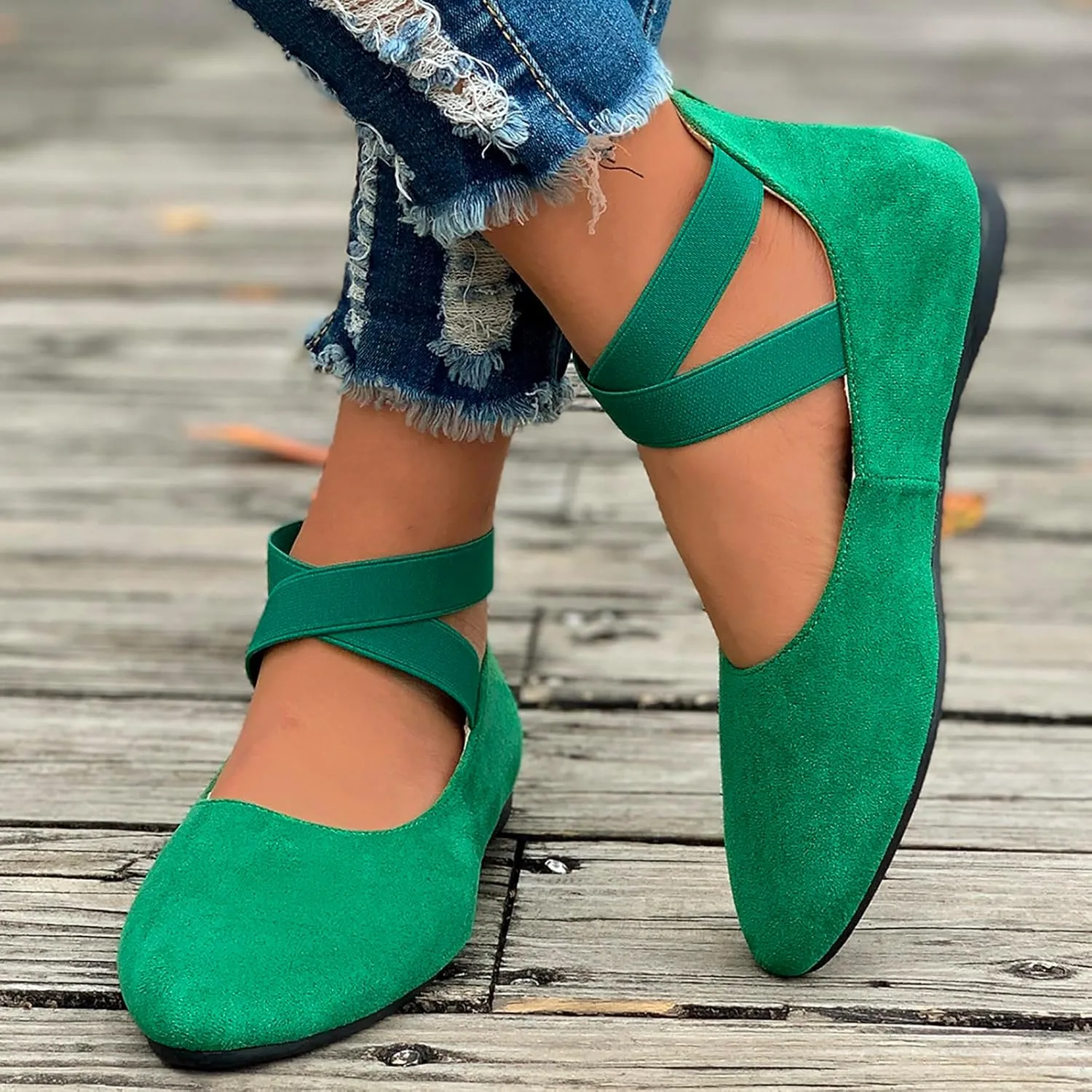 Dressy Flats Shoes for Women Women's Comfortable Ballet Flat Shoes with Ankle and Elastic Womens Pointed Toe Flats Knit