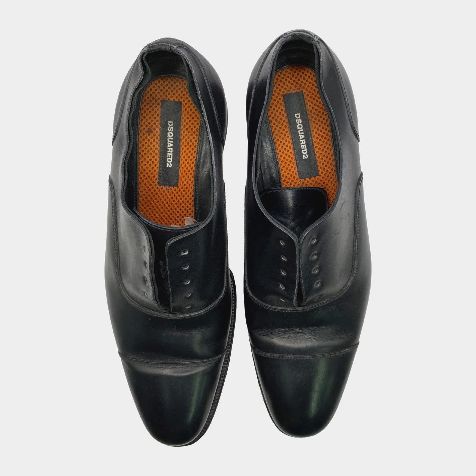 Dsquared2 men's black leather laceless loafers