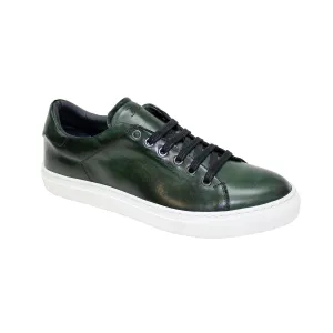 Duca Monza Men's Shoes Green Calf-Skin Leather Sneakers (D1053)