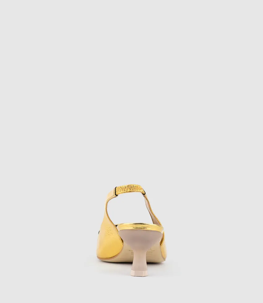DULCE60 Slingback Pump with Buckle in Gold Crinkle