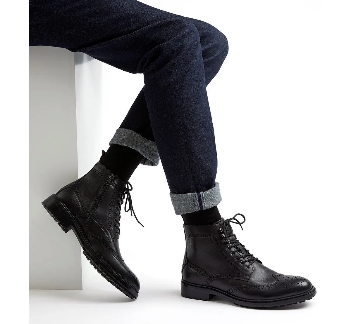 Dune Colonels Mens Brogue Detail Lace Up Boot