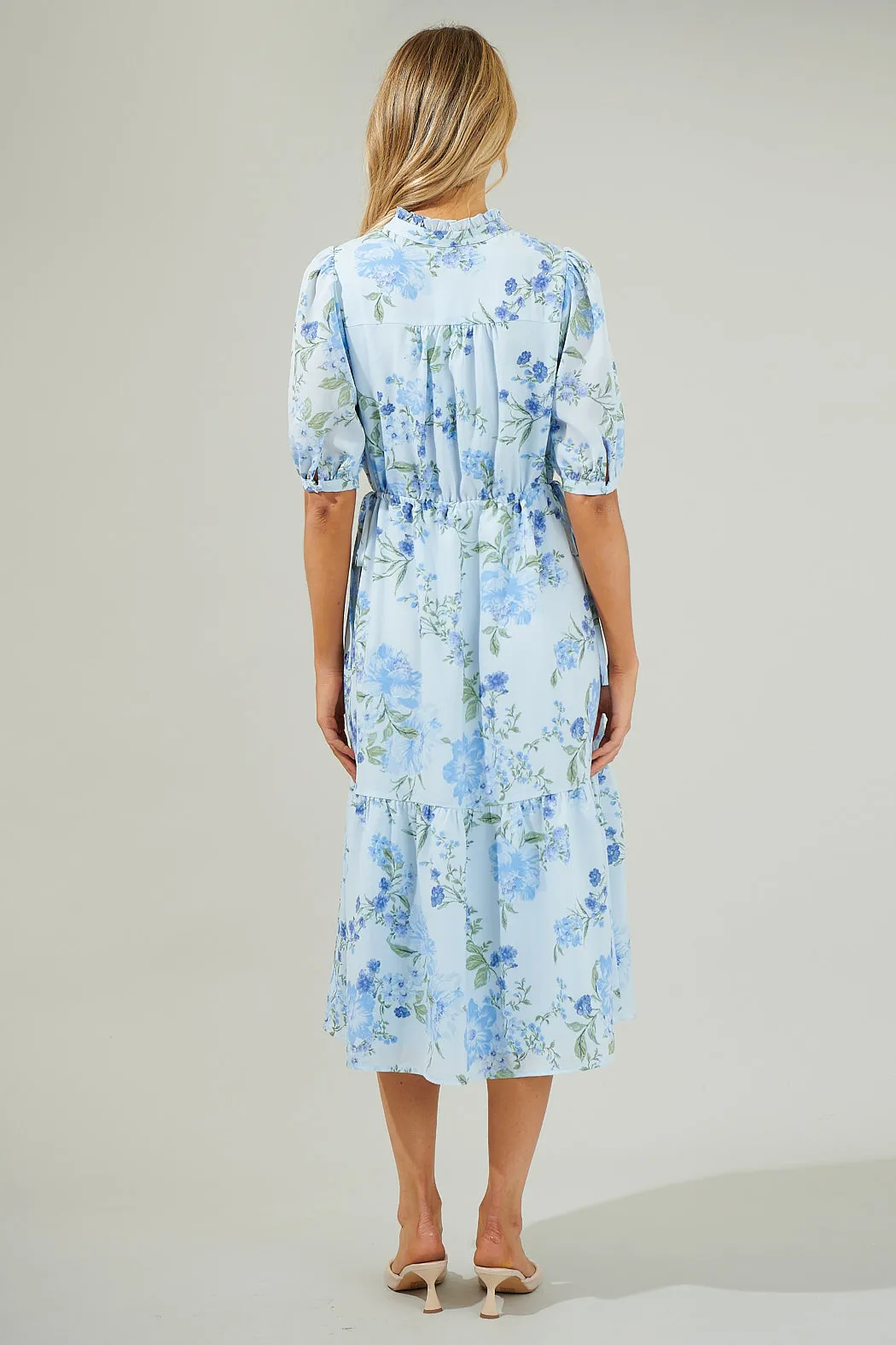 Dusty Floss Floral Pleated Midi Dress