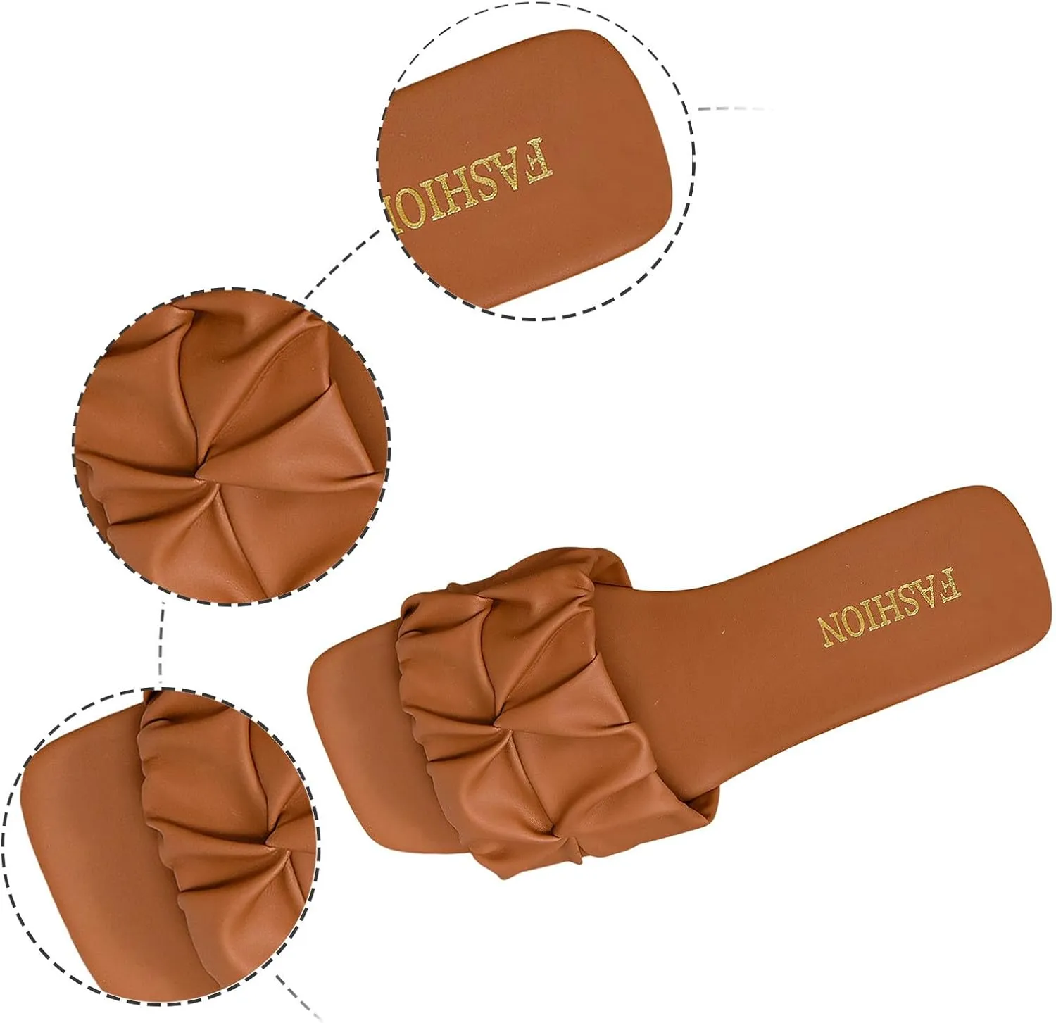 Elegant Sandals for Women Simple Solid Color Flat Bottom Sandals Versatile Square Toe Banquet Saltwater Women 8