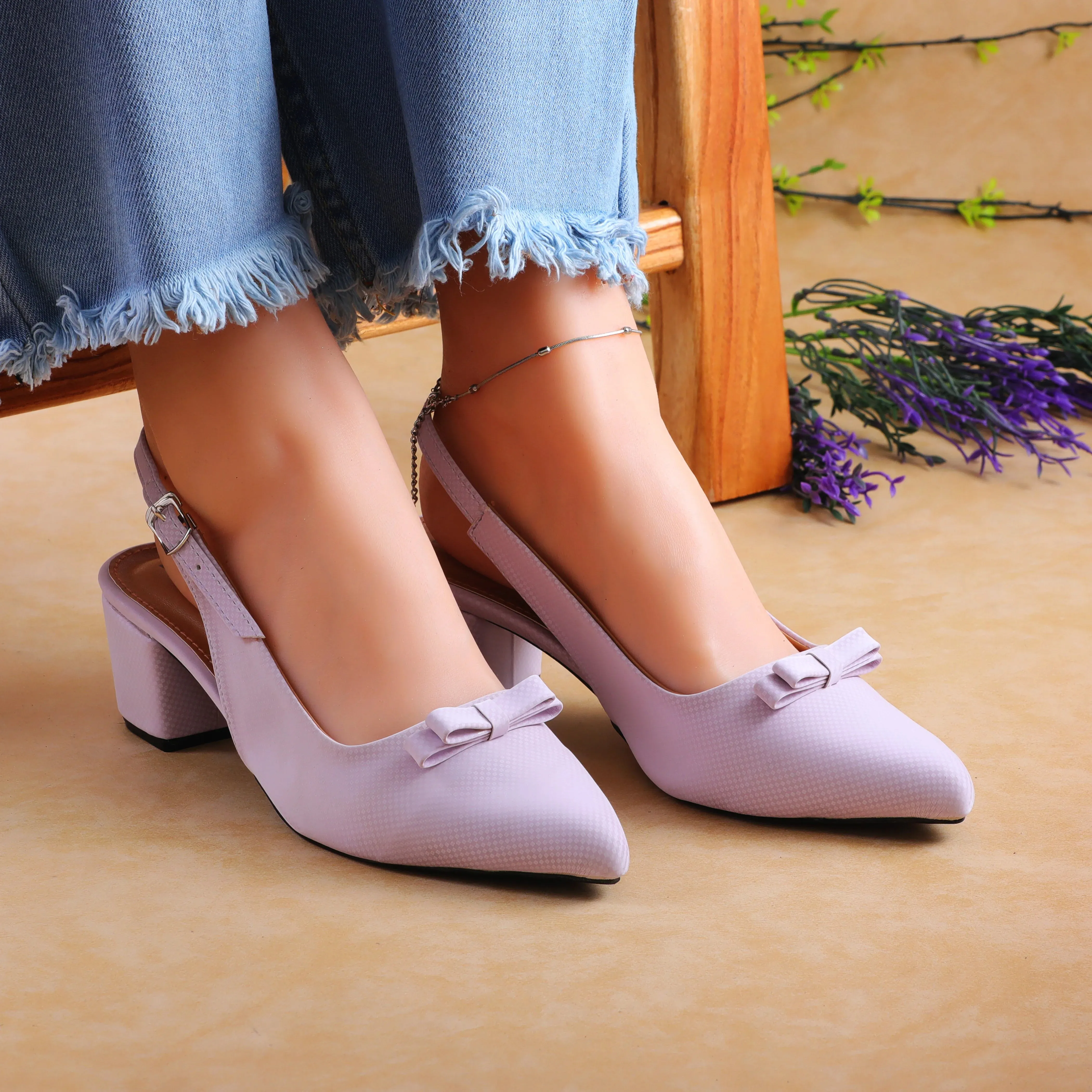 Elysia Mauve women sling back heels
