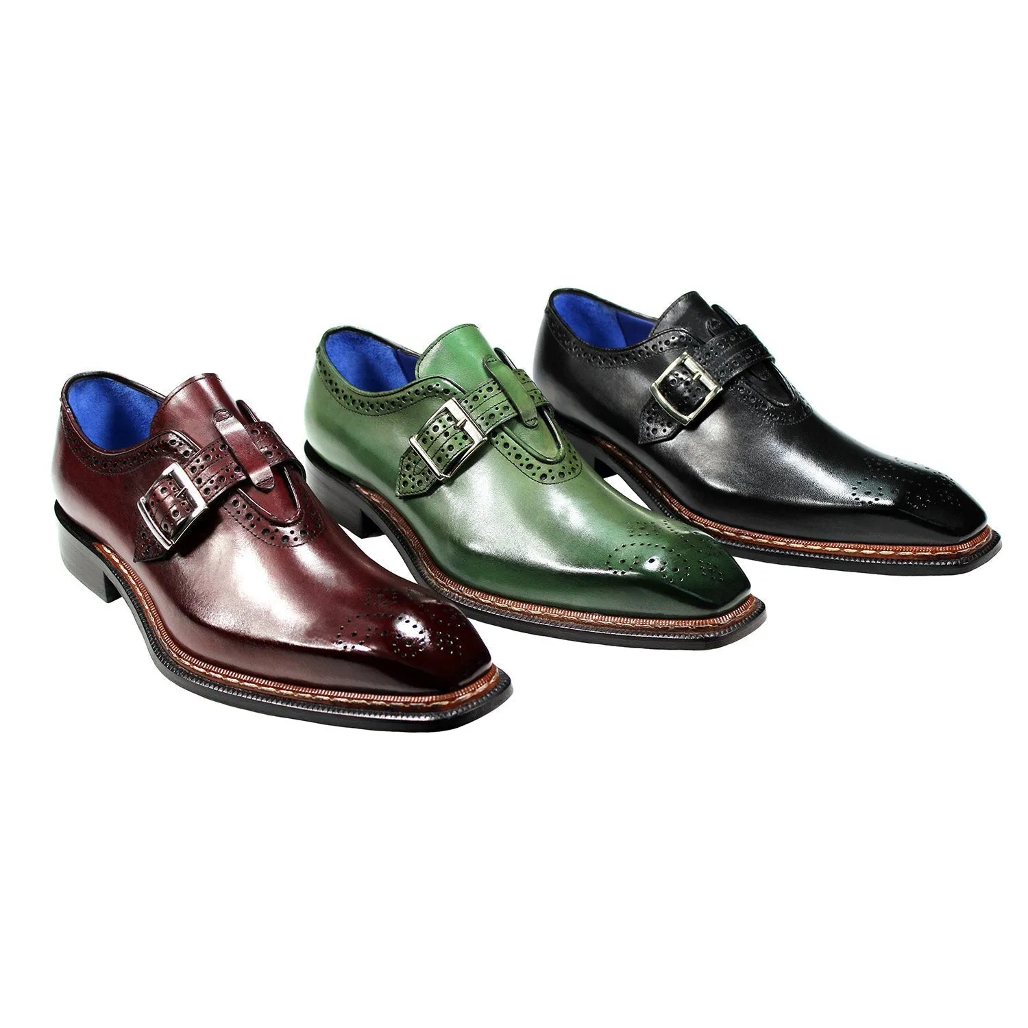 Emilio Franco Filippo Men's Shoes Burgundy Calf-Skin Leather Monkstraps (EF1195)