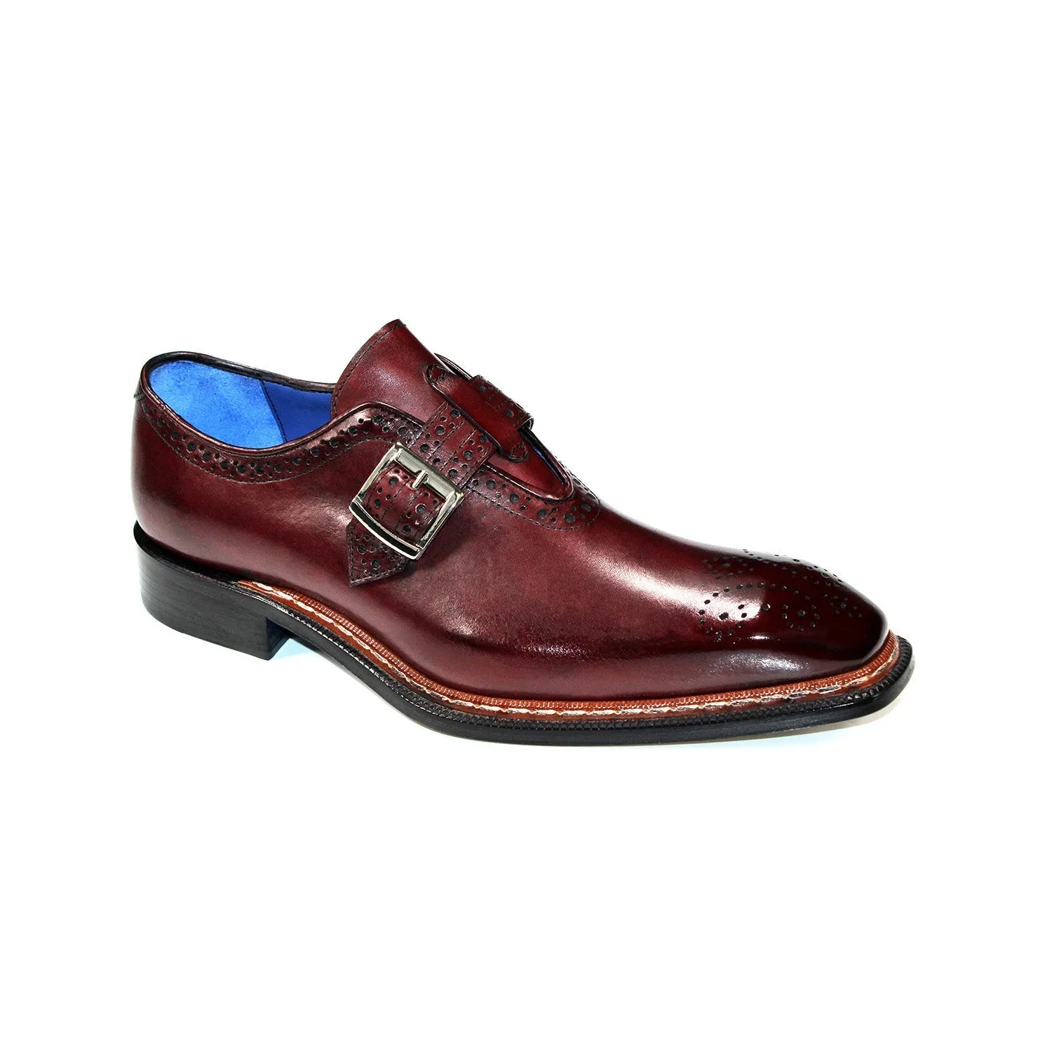 Emilio Franco Filippo Men's Shoes Burgundy Calf-Skin Leather Monkstraps (EF1195)