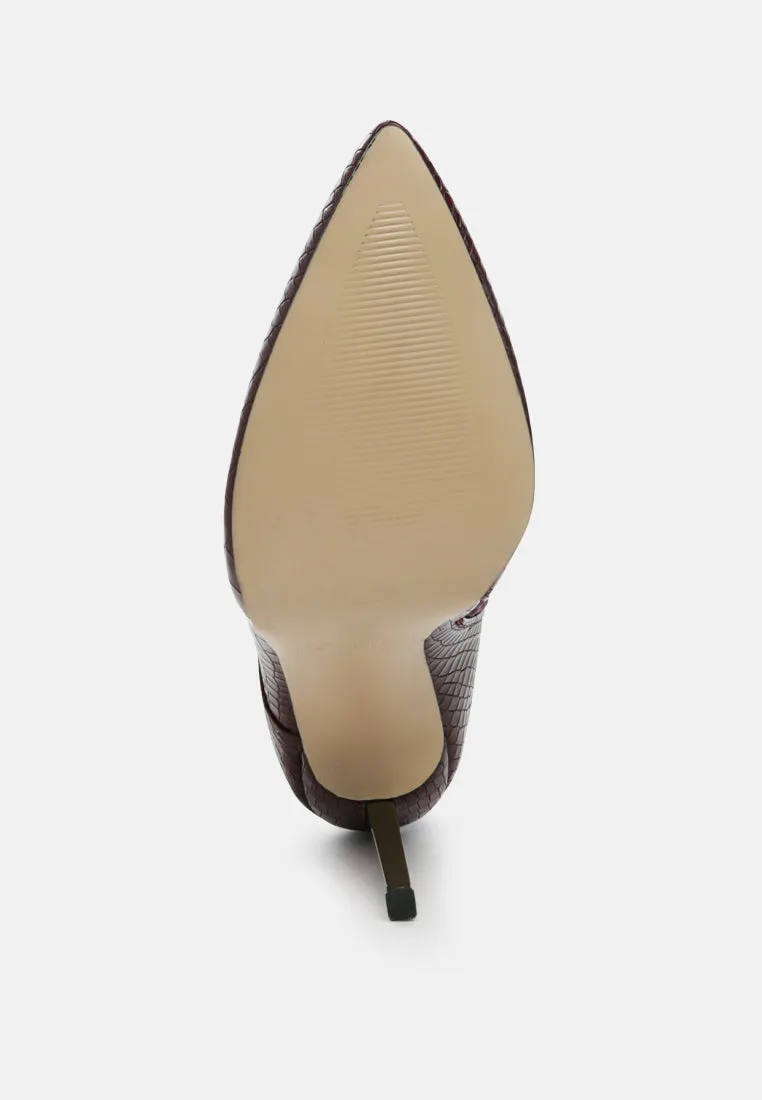 escala croc lace-up stiletto boots