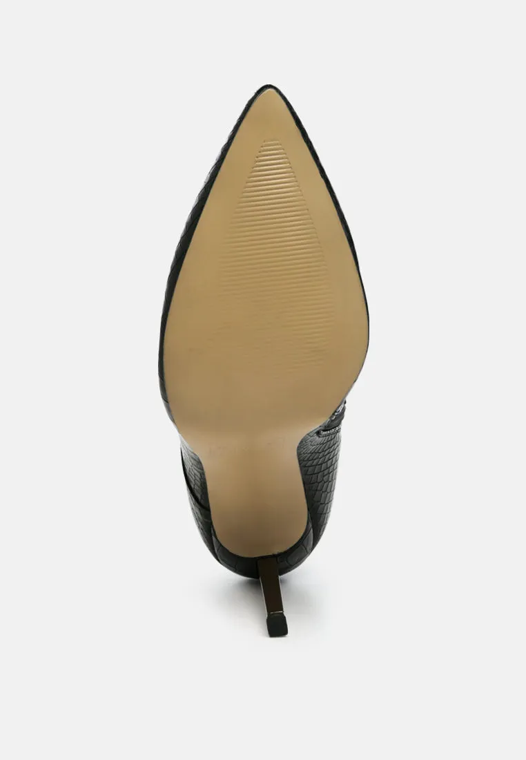 escala croc lace-up stiletto boots