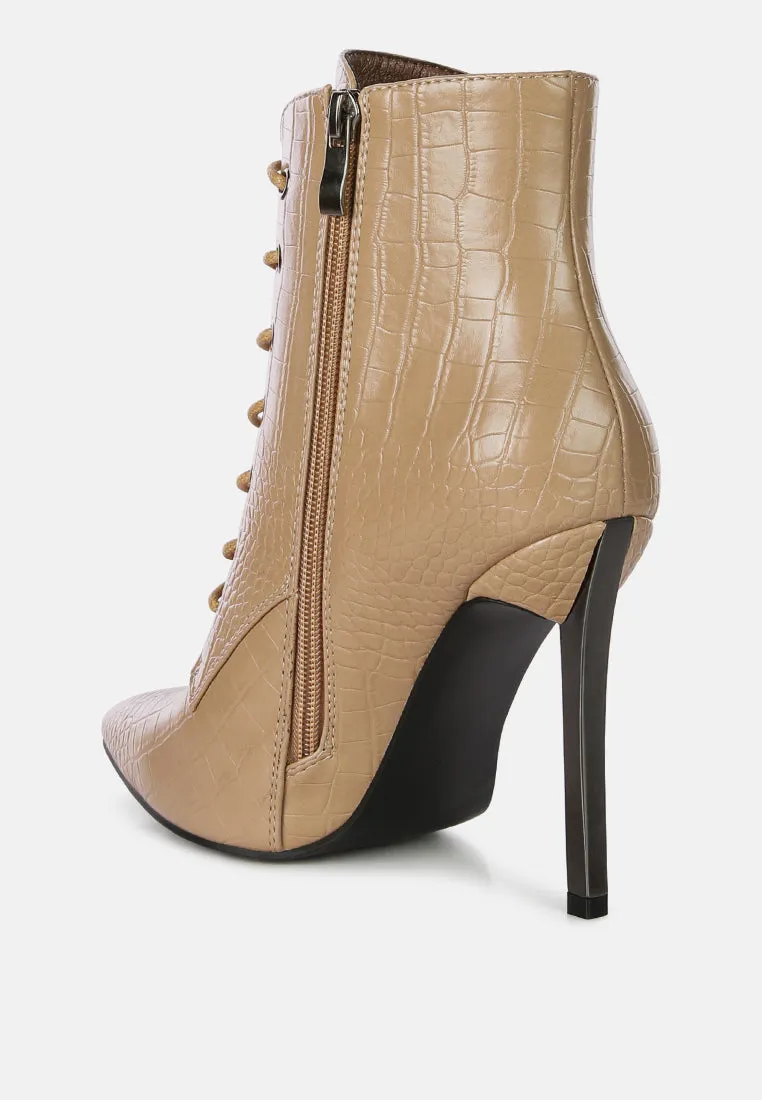 escala croc lace-up stiletto boots