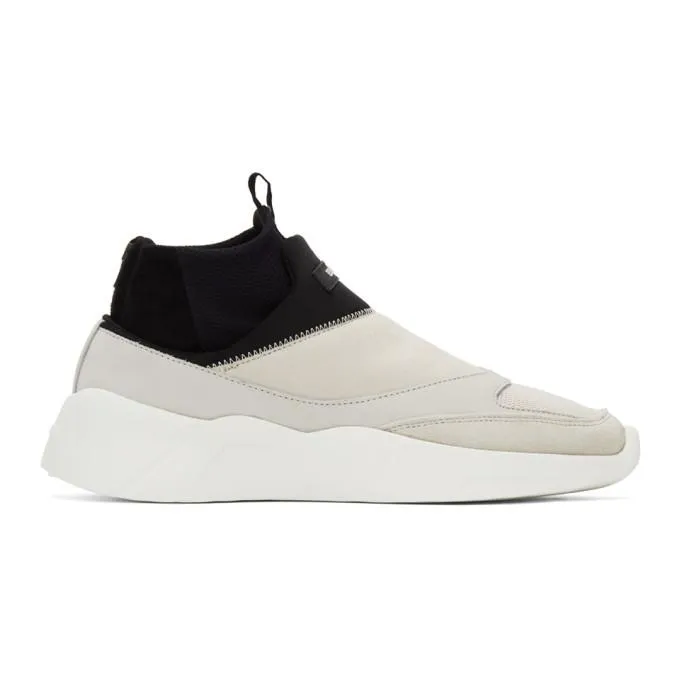 Essentials Black and Beige Laceless Sock Runner Sneakers