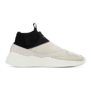 Essentials Black and Beige Laceless Sock Runner Sneakers