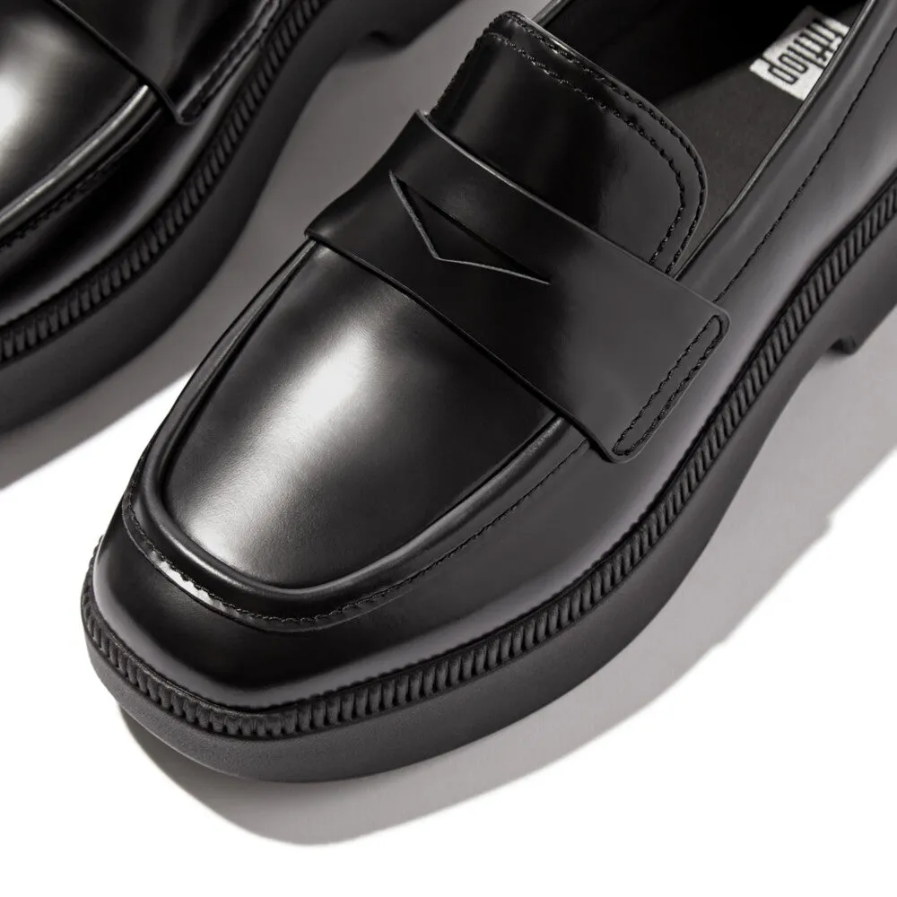 F-LUMA  BOX-LEATHER DEMI-WEDGE PENNY LOAFERS