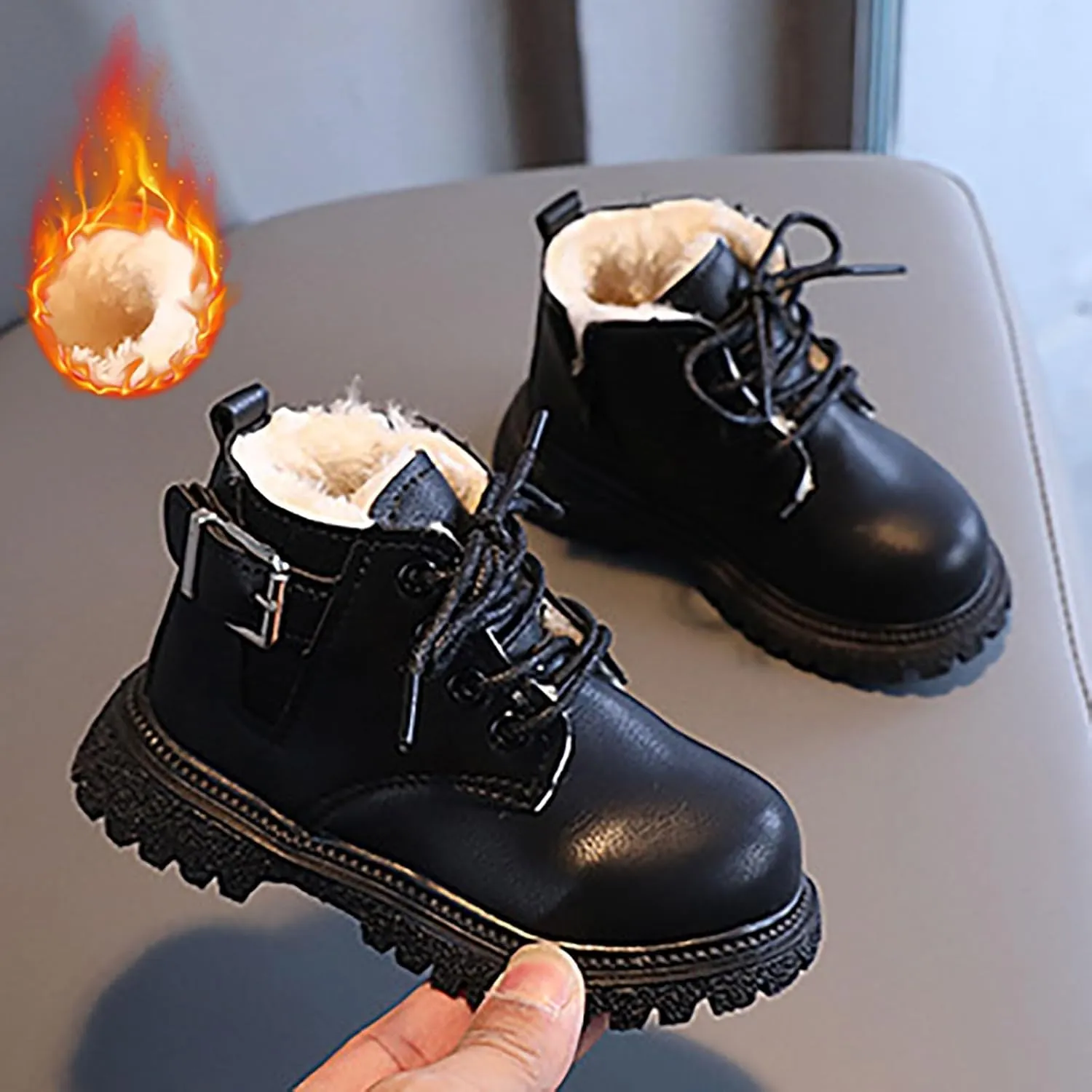 Fashion Combat Ankle Bootie Little Kid High Top Dress Shoes Lace Up/Zip Booties Winter Short Shoes